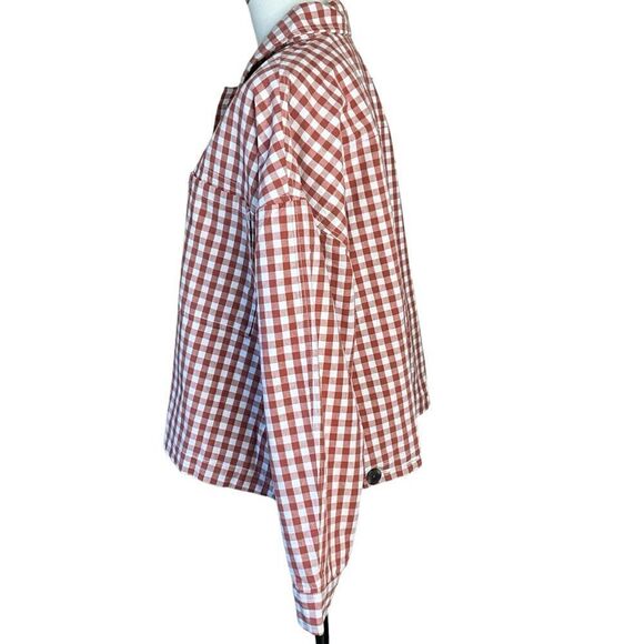 Levi's Woman's Cara Cotton Prep Jacket Size L Baked Clay Check Pattern NWT - Picture 11 of 16